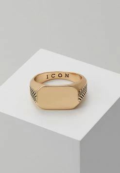 Deals ✔️ Icon Brand HERRING BONE SIGNET - Ring - Gold-coloured 😉