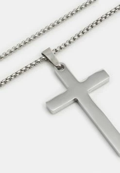 Budget 😉 Icon Brand CROSS PENDANT NECKLACE - Necklace - Silver-coloured ✨ -Icon Brand 3f17a486976346e98a5c8d0372d9a138