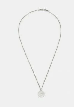 New ⌛ Icon Brand BRUSHED COIN NECKLACE - Necklace - Silver-coloured 😉