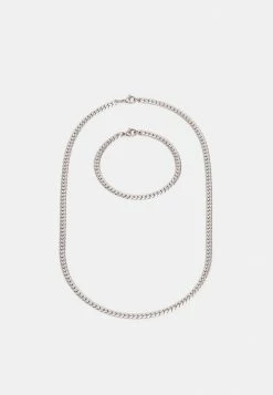 Top 10 🎁 Icon Brand FLAT CHAIN SET - Necklace - Silver-coloured 🔥