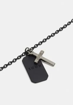 Cheapest 👍 Icon Brand CROSS AND 🦮 DOG TAG NECKLACE - Necklace - Black 👏 -Icon Brand 5a13f346c9544b379e92327a0123f364