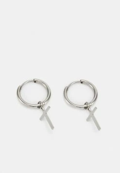 Cheap 🌟 Icon Brand CROSS PENDANT HOOP - Earrings - Silver-coloured 🎉