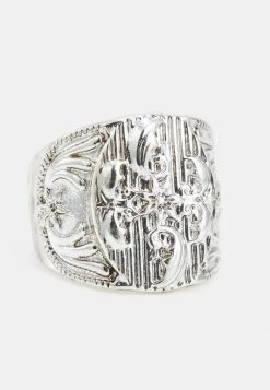 Discount ⌛ Icon Brand CULTRAL CLASH FLORAL SIGNET WITH SIDE DETAIL - Ring - Silver-coloured 😍 -Icon Brand 6004171a96a148b1a04fdd6acbfad642