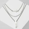 New 😀 Icon Brand MULTIROW CROSS AND BAR NECKLACE 3 PACK - Necklace - Silver-coloured ✔️