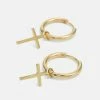 Coupon 🤩 Icon Brand 14K GOLD PLATED CROSS PENDANT HOOP - Earrings - Gold-coloured 🔥