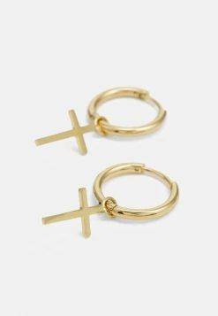 Coupon 🤩 Icon Brand 14K GOLD PLATED CROSS PENDANT HOOP - Earrings - Gold-coloured 🔥