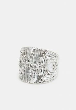 Discount ⌛ Icon Brand CULTRAL CLASH FLORAL SIGNET WITH SIDE DETAIL - Ring - Silver-coloured 😍
