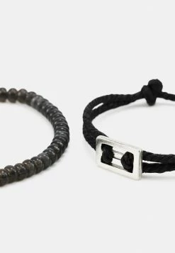 Coupon 🌟 Icon Brand INDUSTRIAL BEAD AND CORD BRACELET 2 PACK - Bracelet - Silver-coloured/black ⭐ -Icon Brand 861de56894fa4314bb7283a3043470a6