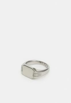 Best Pirce 😀 Icon Brand SIDE LINE ENGRAVED SIGNET - Ring - Silver-coloured 🎁