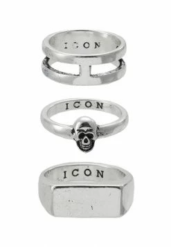 Best Pirce 😉 Icon Brand LINEAR RING 3 PACK - Ring - Rhodium 🌟 -Icon Brand 94ce20c6d94940ddae199602eb78cd05