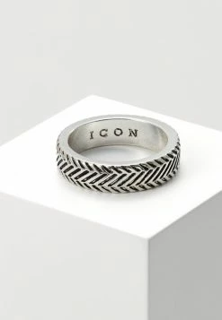 Flash Sale ❤️ Icon Brand HERRING BONE BAND RING - Ring - Silver-coloured 🥰