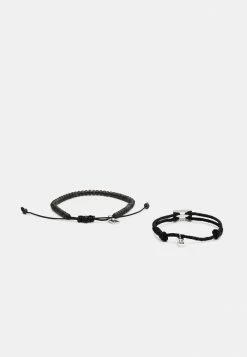 Coupon 🌟 Icon Brand INDUSTRIAL BEAD AND CORD BRACELET 2 PACK - Bracelet - Silver-coloured/black ⭐ -Icon Brand ab9a9edf31ad438786b3d93cffd9789a