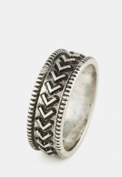 Budget 🌟 Icon Brand BRUTALIST PATTERN ROUND - Ring - Silver-coloured ⌛ -Icon Brand b8f305d9c18a44bc9180e557a35e8b21