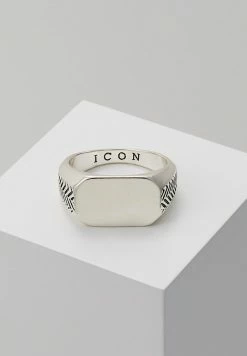 Best reviews of ✔️ Icon Brand HERRING BONE SIGNET - Ring - Silver-coloured 🌟