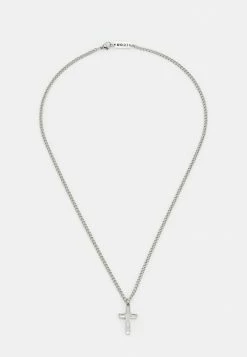 Budget 👏 Icon Brand BEVELLED CROSS NECKLACE - Necklace - Silver-coloured 🛒