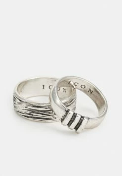 Budget ✨ Icon Brand WOOD GRAIN AND INDUSTRIAL BOLT SET - Ring - Silver-coloured ❤️ -Icon Brand dd3b80b4960941888393fec93d52ad06