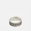 Budget 🌟 Icon Brand BRUTALIST PATTERN ROUND - Ring - Silver-coloured ⌛