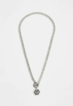 Cheap 👏 Icon Brand CARAZON PRESTINE CHUNKY HEXAGON - Necklace - Silver-coloured 👍